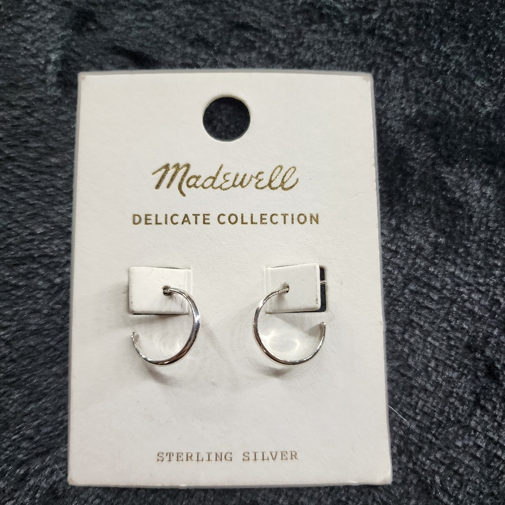 Madewell Delicate Collection Demi-Fine 14k Plated Hoop Earrings - Silver 925
